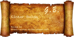 Ginter Bolda névjegykártya